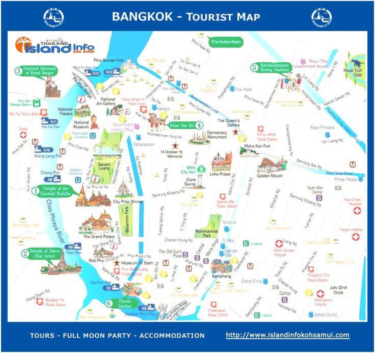 Банкок, Тайланд туристическа карта
