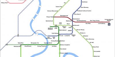 Бангкокского метростанция MRT на картата