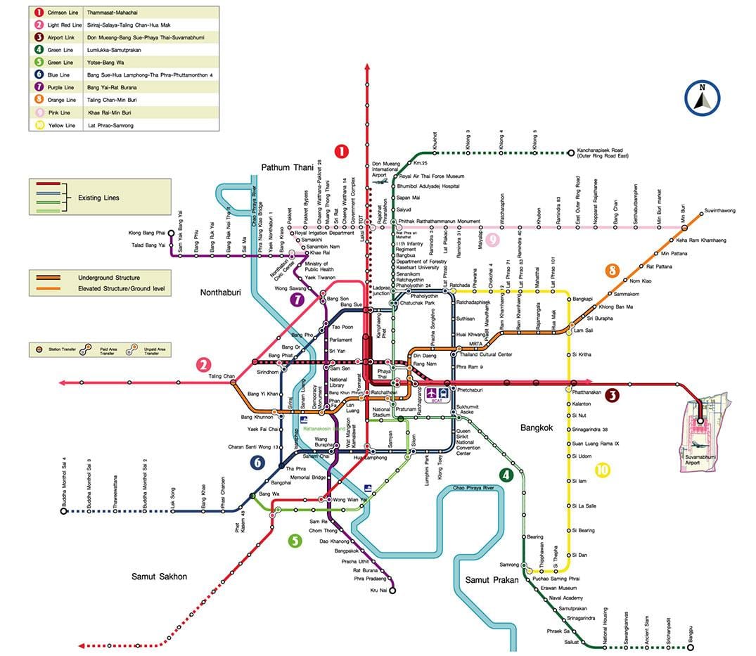 метрото в Банкок карта