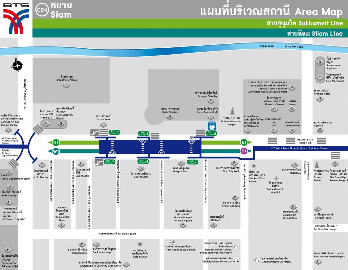 влак BTS Siam картата