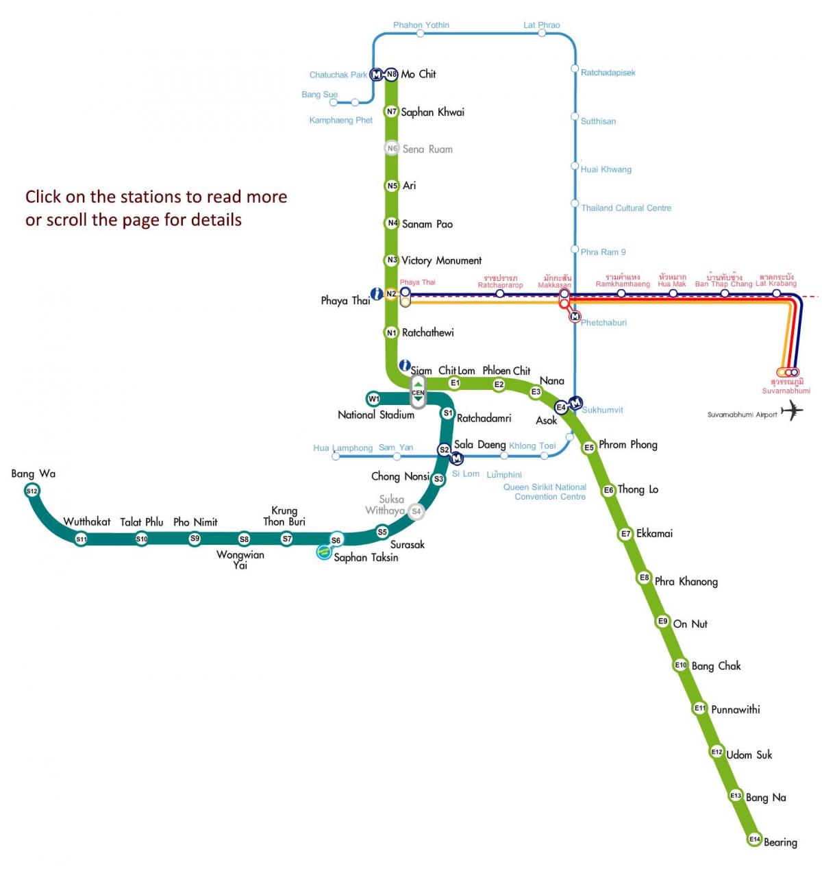 карта на метрото, маршрути карта в Банкок