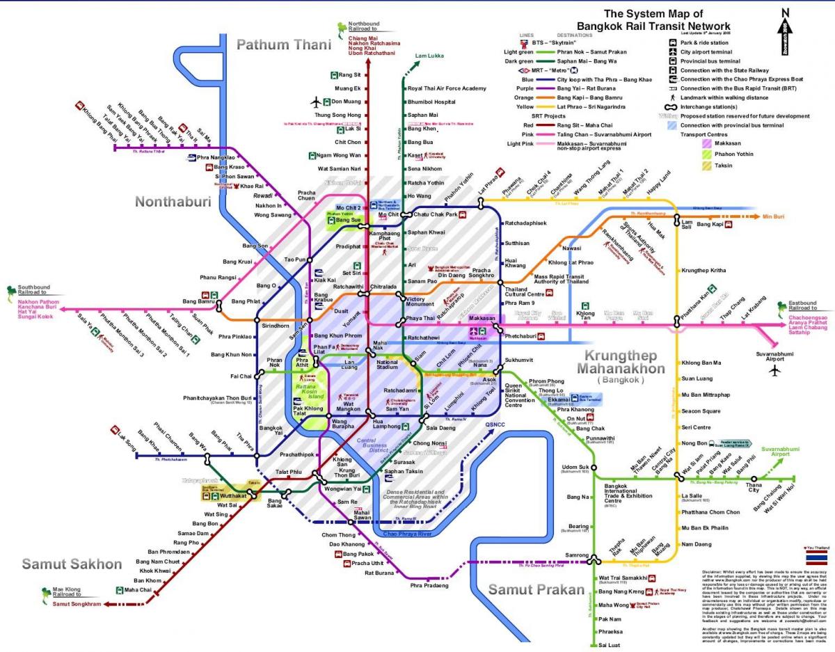 метрото Банкок: карта 2016