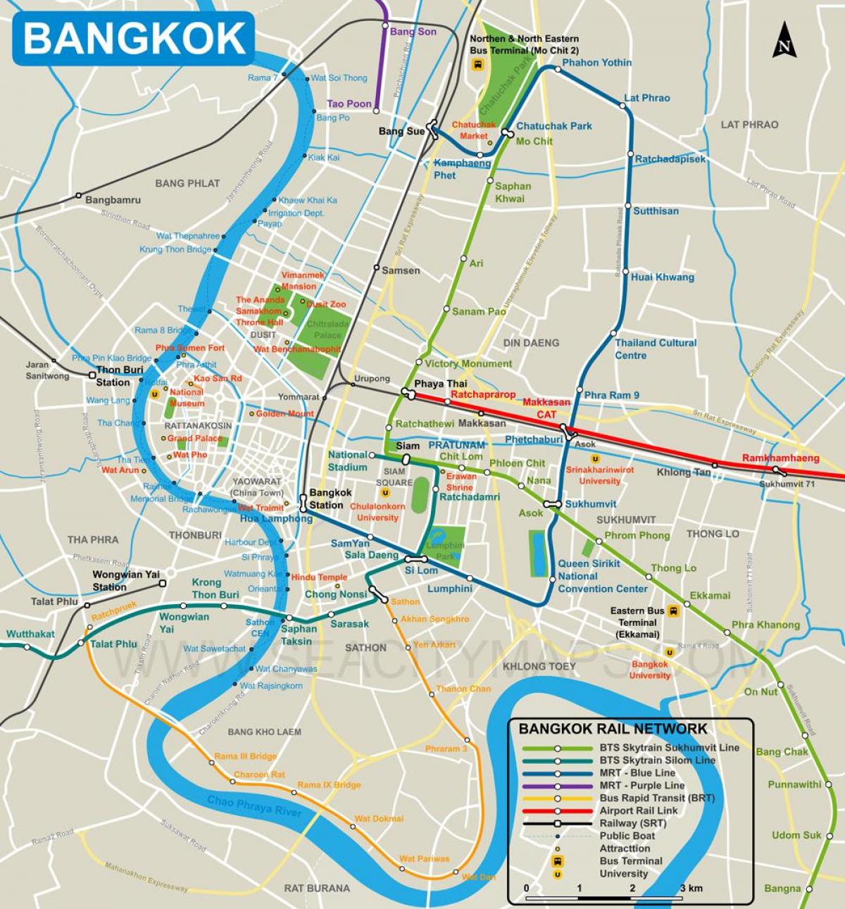 карта на центъра на Банкок 
