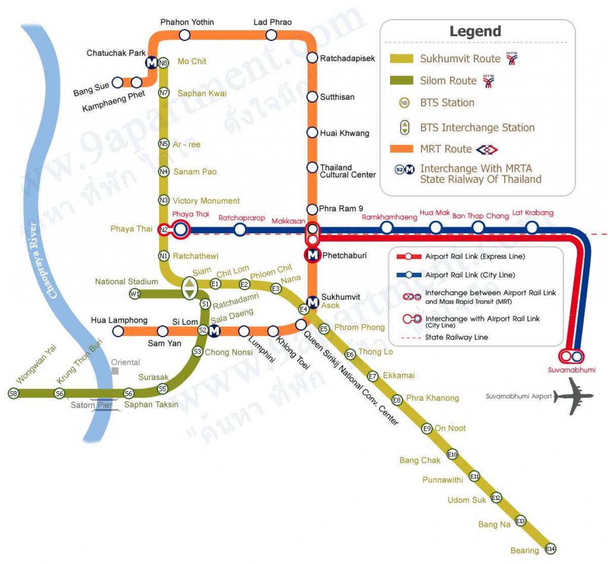 метрото и BTS Банкок карта