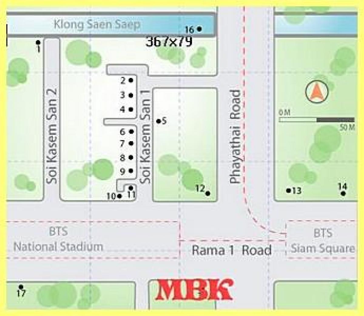 търговски център mbk в Банкок картата