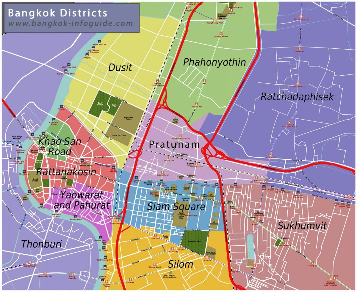 картата на Банкок и околностите