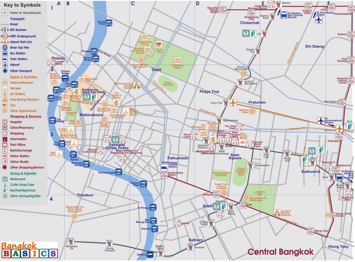 карта на центъра на Банкок