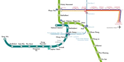 Карта на метрото, маршрути карта в Банкок