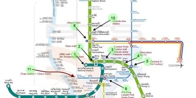 Карта на Банкок BTS картата със забележителности
